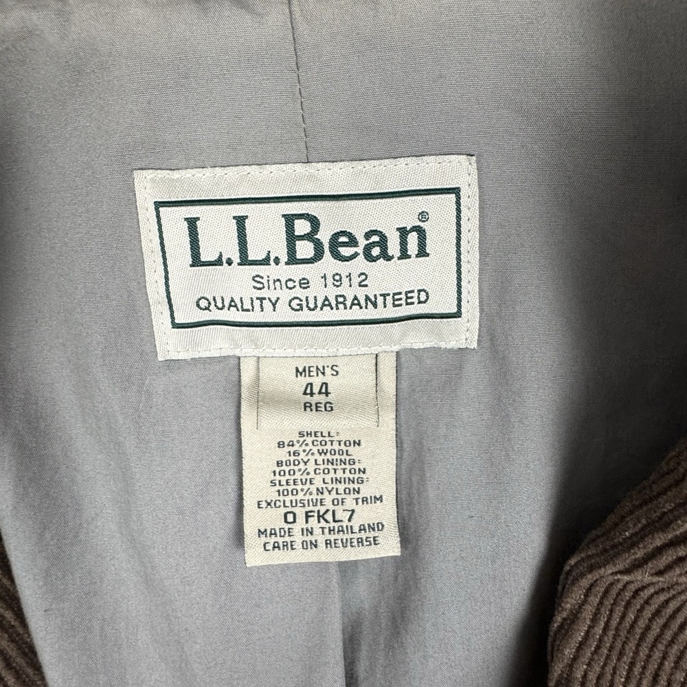 LL Bean Corduroy Blazer Mens 44R Elbow Patches Coat Cotton Wool 0 FKL7 Brown - Picture 4 of 10